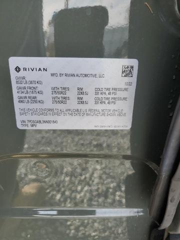 RIVIAN RIS 2022 VIN 7PDSGABL3NN001843