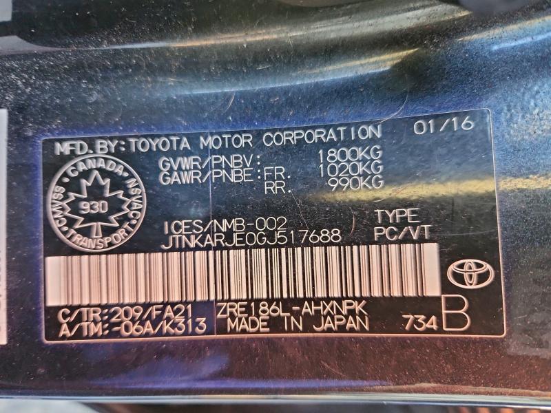 TOYOTA SCION 2016 VIN JTNKARJE0GJ517688