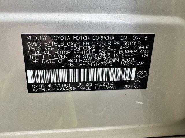 LEXUS LS460 2017 VIN JTHBL5EF2H5143975