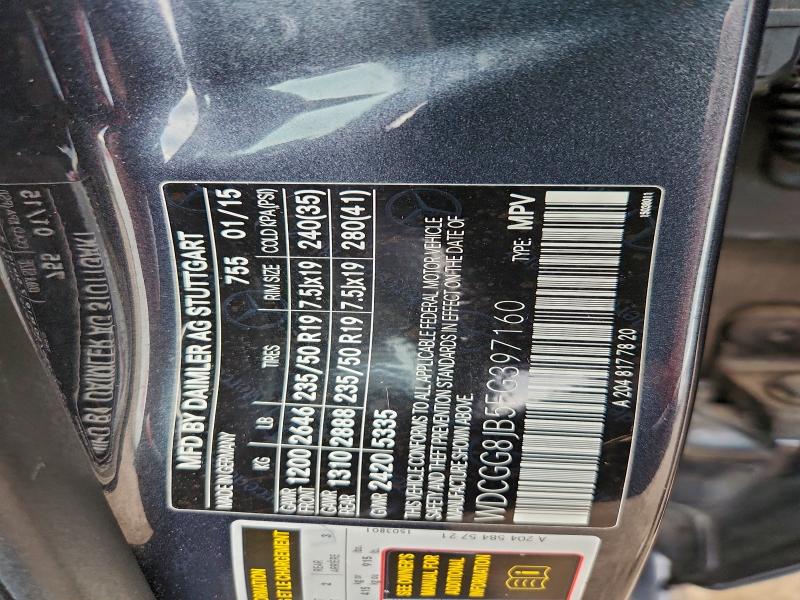 MERCEDES-BENZ GLK-CLASS 2015 VIN WDCGG8JB5FG397160