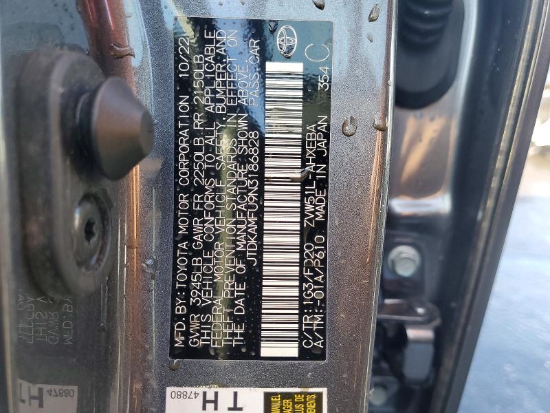 TOYOTA PRIUS NIGH 2022 VIN JTDKAMFU9N3186828