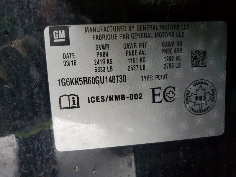 CADILLAC CT6 2016 VIN 1G6KK5R60GU148730