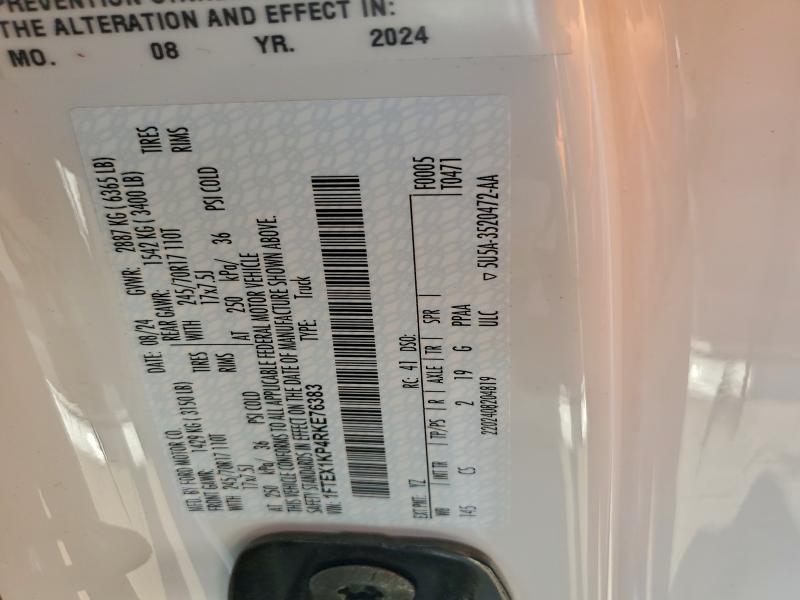 FORD F150 2024 VIN 1FTEX1KP4RKE76383