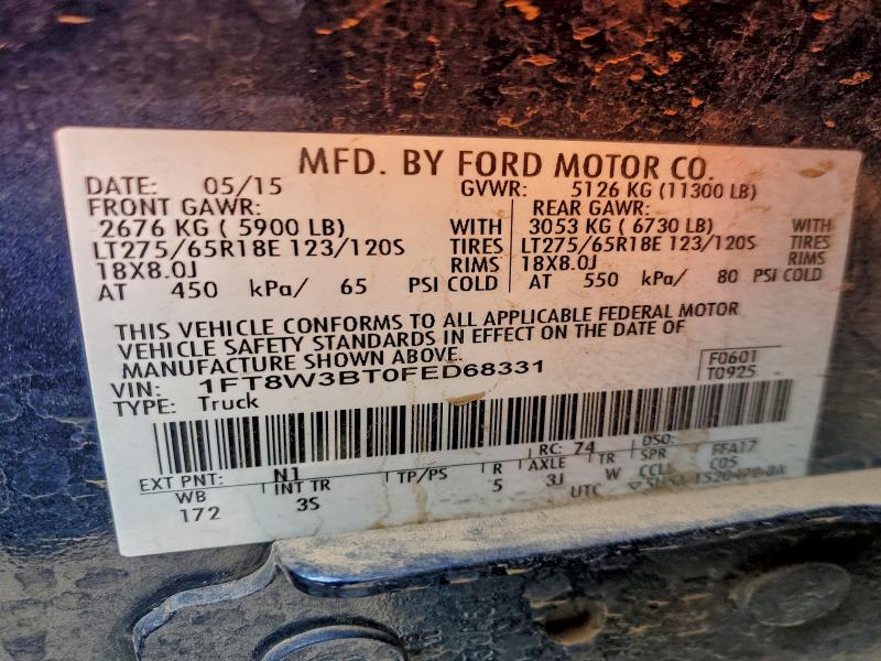 FORD F350 2015 VIN 1FT8W3BT0FED68331
