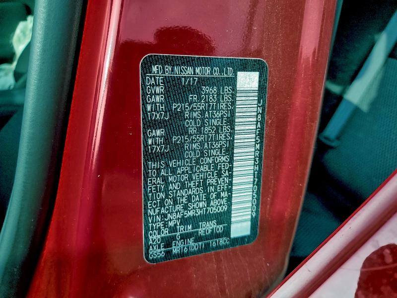 NISSAN JUKE 2017 VIN JN8AF5MR3HT705009