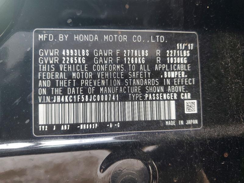 ACURA RLX 2018 VIN JH4KC1F58JC000741