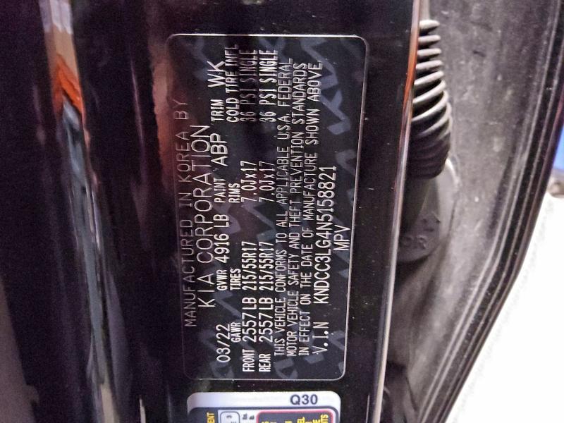 KIA NIRO S 2022 VIN KNDCC3LG4N5158821