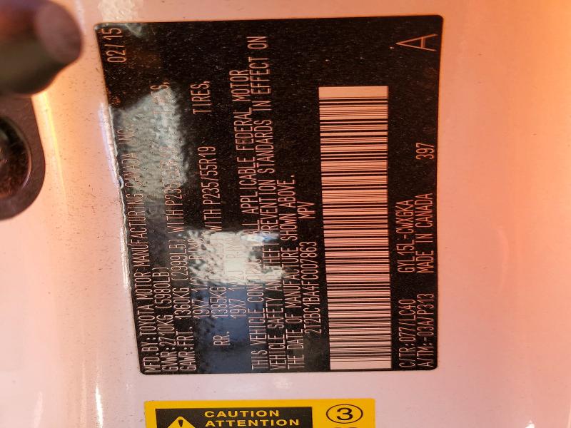 LEXUS RX450 2015 VIN 2T2BC1BA4FC007863