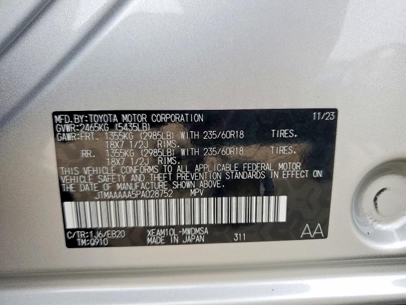 TOYOTA BZ4X XLE 2023 VIN JTMAAAAA5PA028752