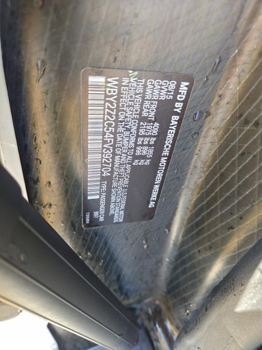 BMW I SERIES 2015 VIN WBY2Z2C54FV392704