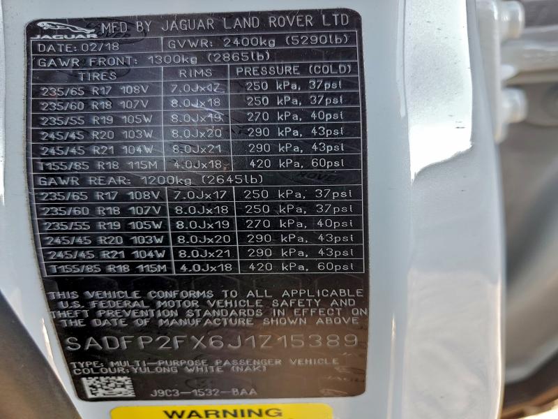 JAGUAR ETYPE 2018 VIN SADFP2FX6J1Z15389