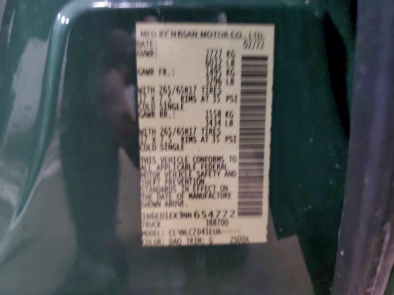 NISSAN FRONTIER 2022 VIN 1N6ED1EK9NN654772