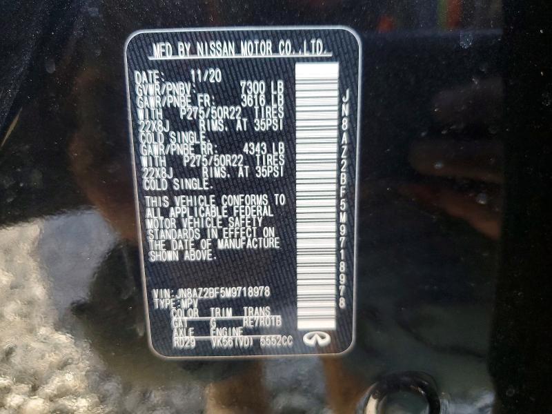 INFINITI QX80 SENSO 2021 VIN JN8AZ2BF5M9718978