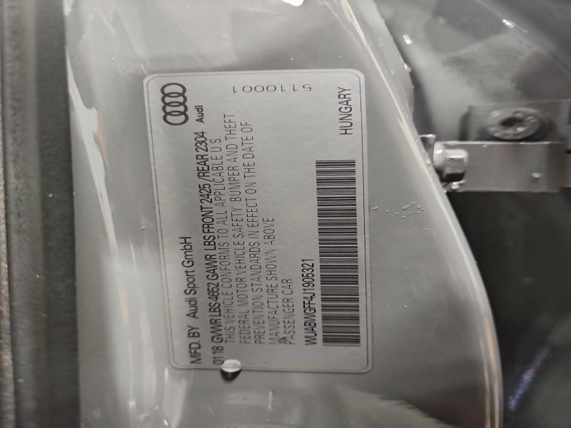 AUDI RS3 2018 VIN WUABWGFF4J1905321