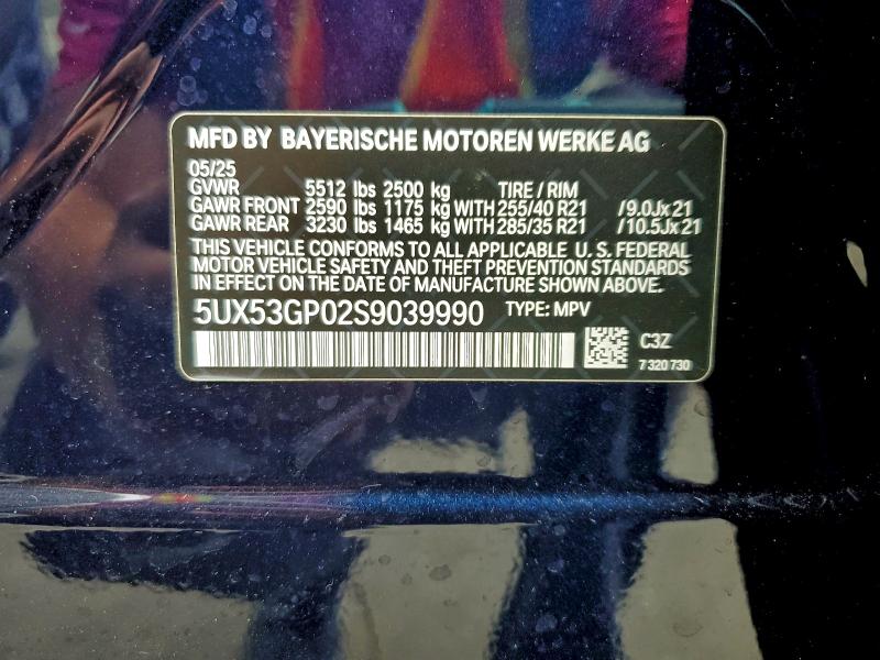 BMW X3 30 XDRI 2025 VIN 5UX53GP02S9039990