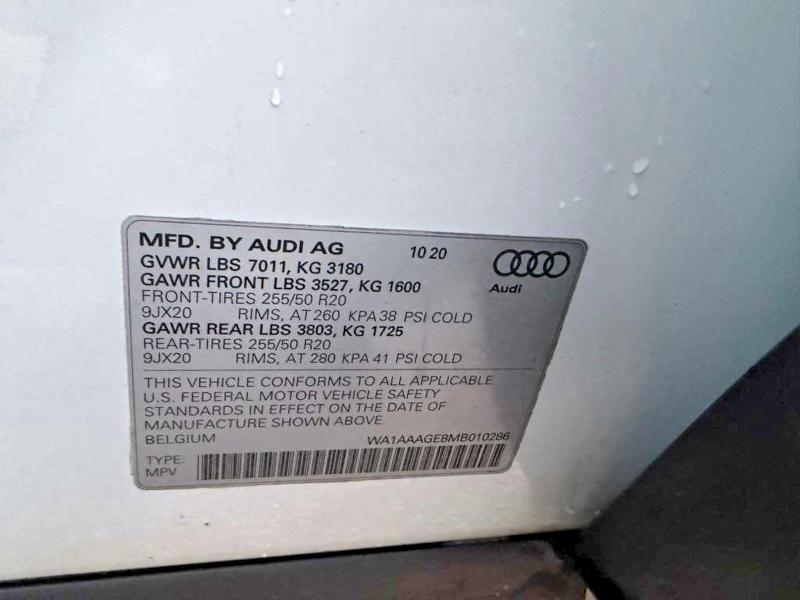 AUDI E-TRON 2021 VIN WA1AAAGE8MB010286