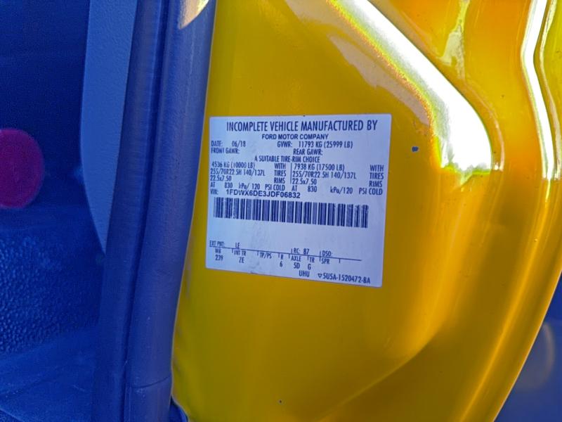 FORD F650 2018 VIN 1FDWX6DE3JDF06832
