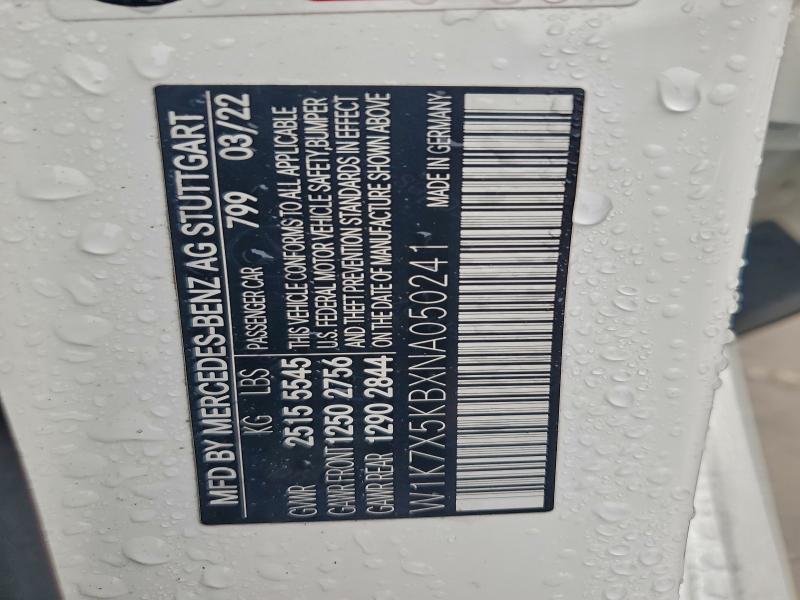 MERCEDES-BENZ GT-CLASS 2022 VIN W1K7X5KBXNA050241