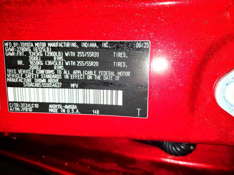 TOYOTA GRAND HIGH 2025 VIN 5TDACAB51SS054627