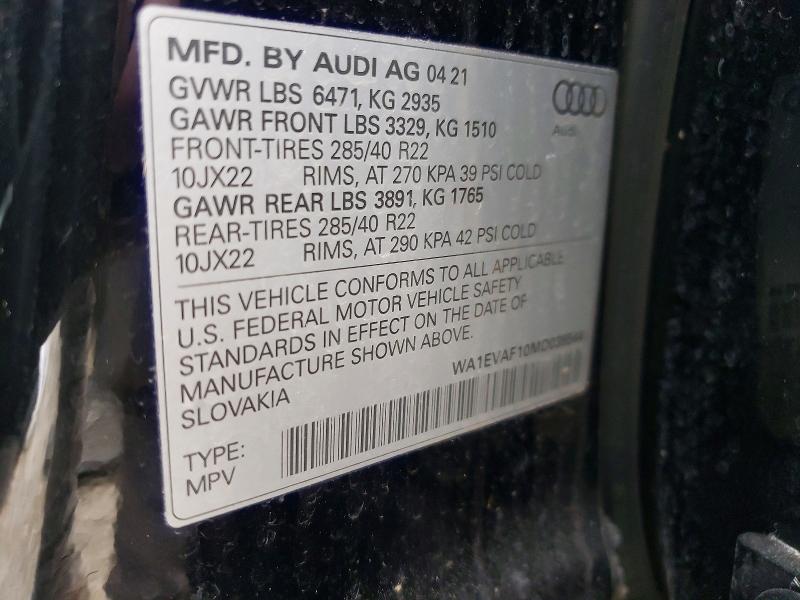 AUDI Q8 2021 VIN WA1EVAF10MD038544