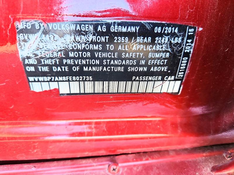 VOLKSWAGEN CC 2015 VIN WVWBP7AN8FE802735