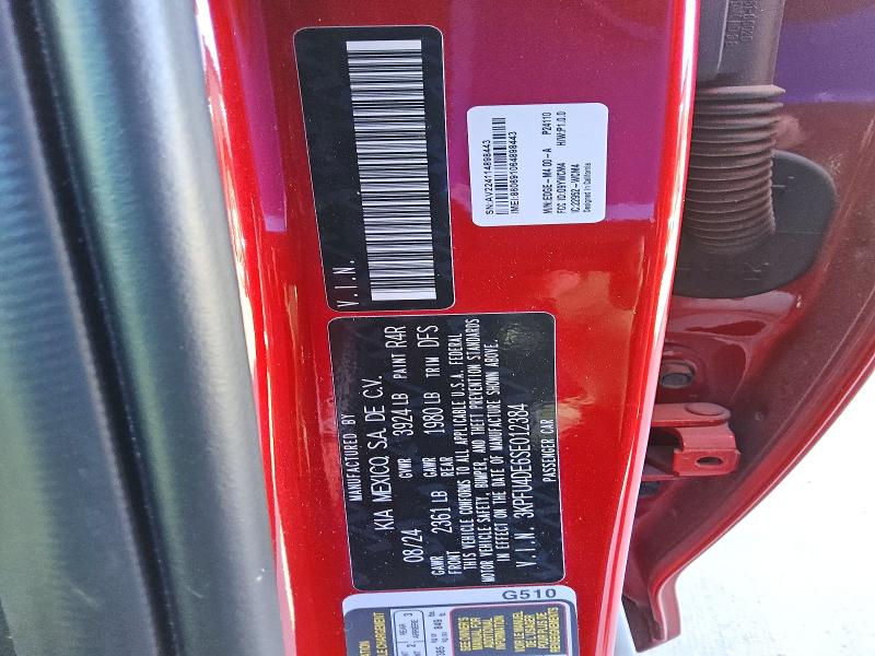 KIA K4 EX 2025 VIN 3KPFU4DE6SE012384