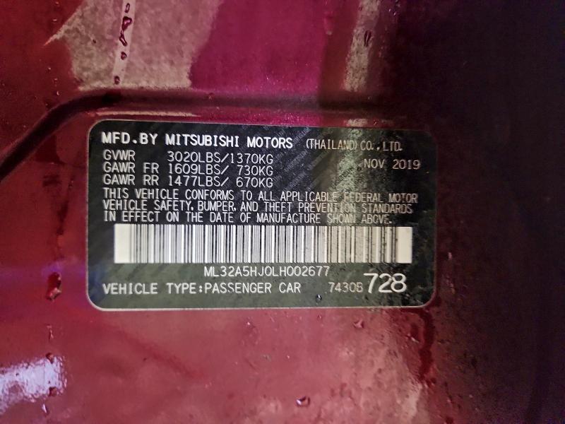 MITSUBISHI MIRAGE LE 2020 VIN ML32A5HJ0LH002677