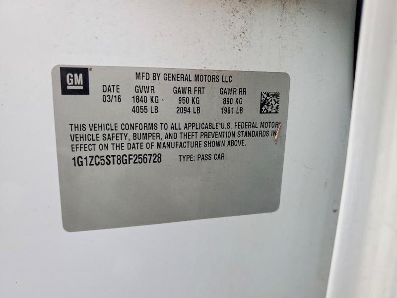 CHEVROLET MALIBU 2016 VIN 1G1ZC5ST8GF256728