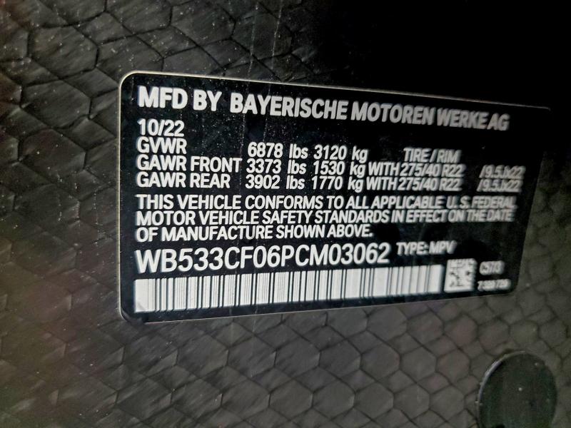 BMW IX M60 2023 VIN WB533CF06PCM03062