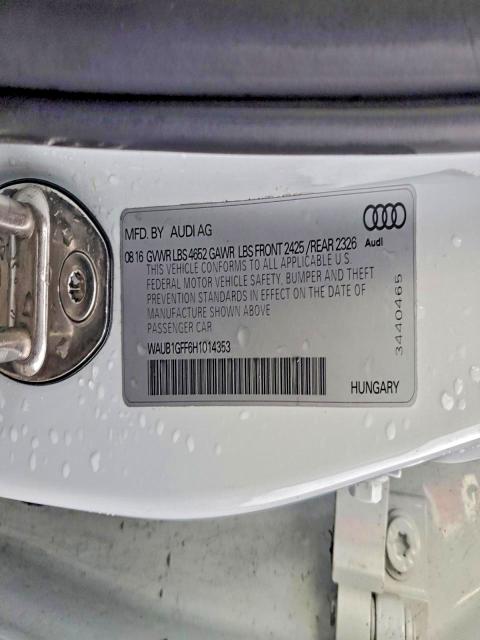 AUDI S3 2017 VIN WAUB1GFF6H1014353