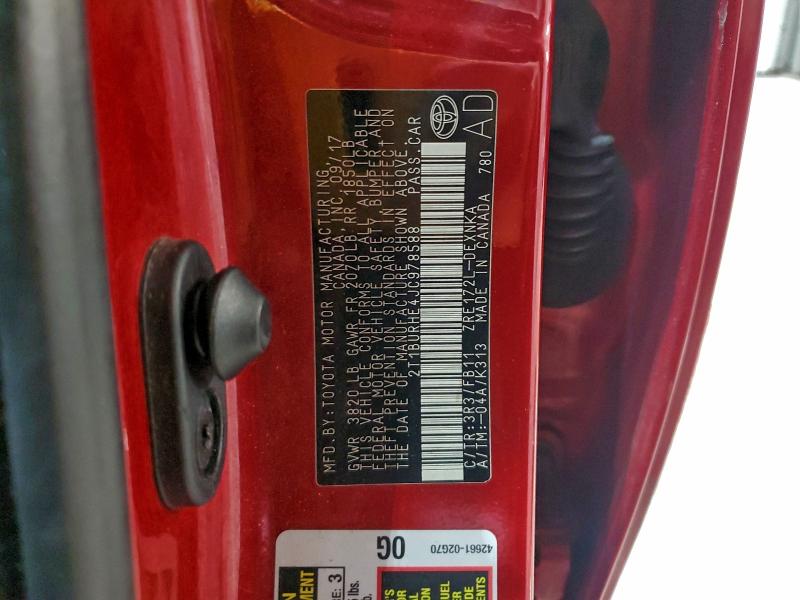 TOYOTA COROLLA 2018 VIN 2T1BURHE4JC978588