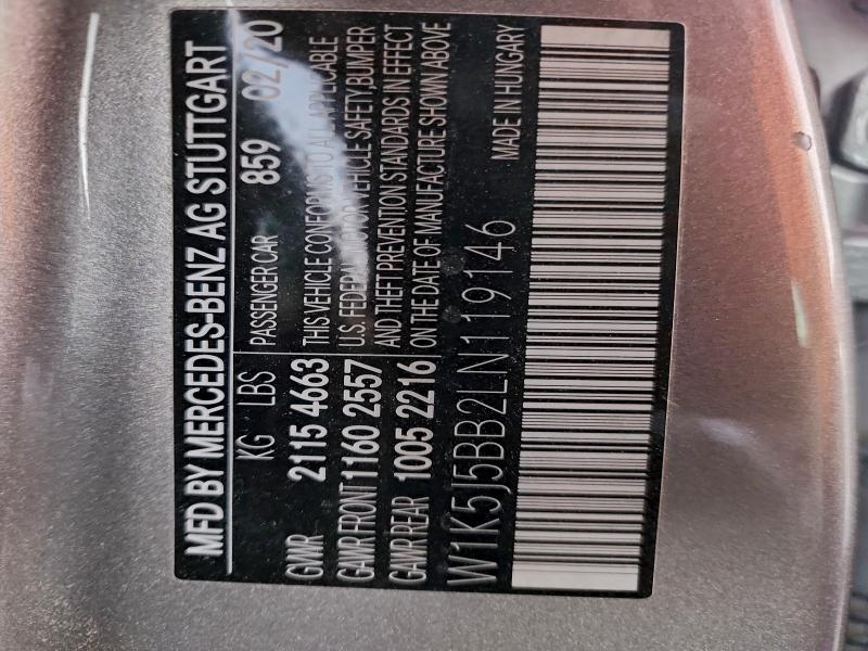 MERCEDES-BENZ CLA-CLASS 2020 VIN W1K5J5BB2LN119146