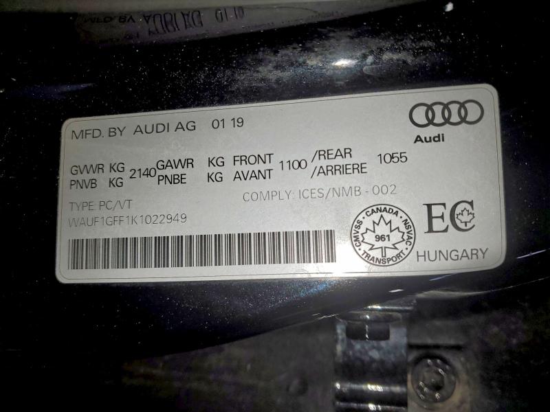 AUDI S3 2019 VIN WAUF1GFF1K1022949