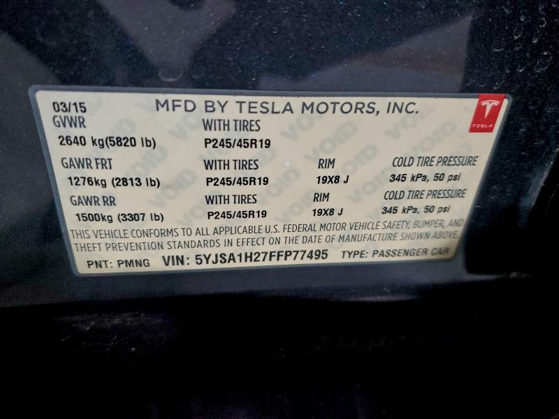 TESLA MODEL S 2015 VIN 5YJSA1H27FFP77495
