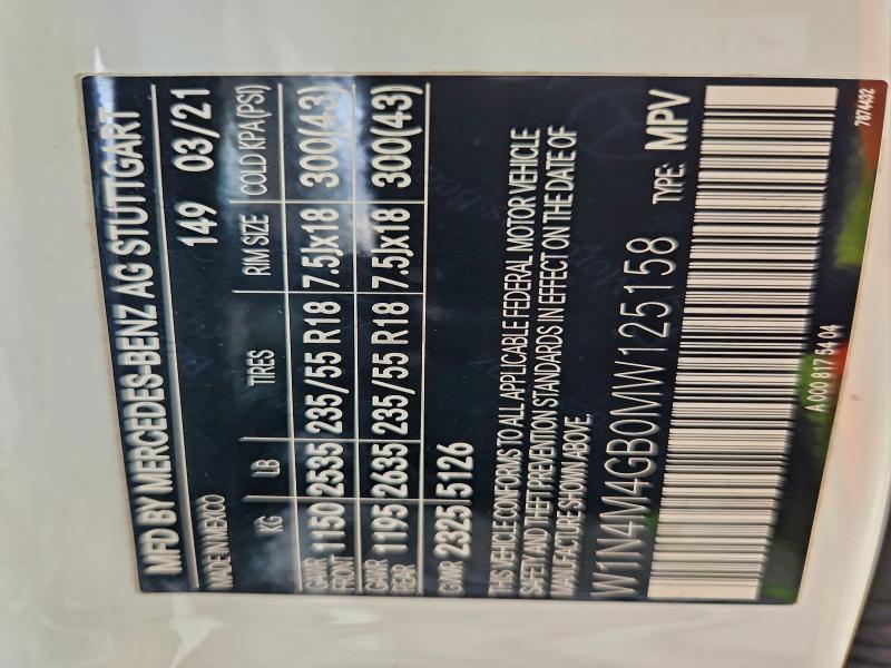 MERCEDES-BENZ GLB-CLASS 2021 VIN W1N4M4GB0MW125158