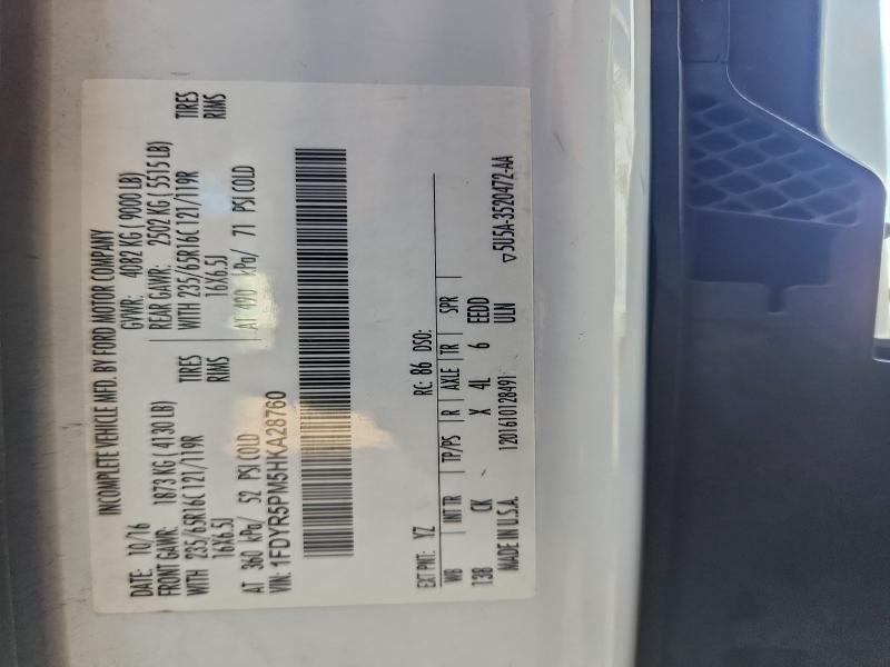 FORD TRANSIT 2017 VIN 1FDYR5PM5HKA28760