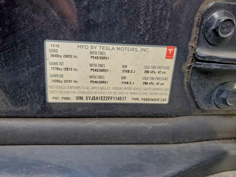 TESLA MODEL S 2015 VIN 5YJSA1E22FF114517