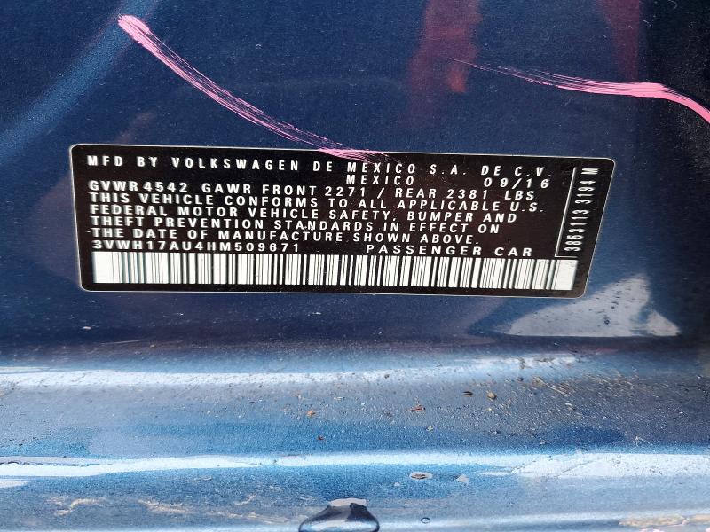 VOLKSWAGEN GOLF 2017 VIN 3VWH17AU4HM509671