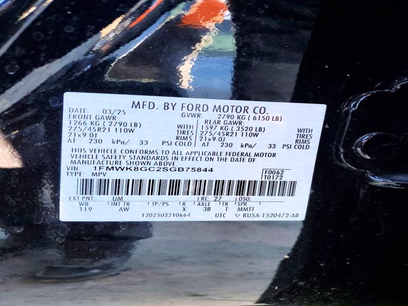 FORD EXPLORER 2025 VIN 1FMWK8GC2SGB75844