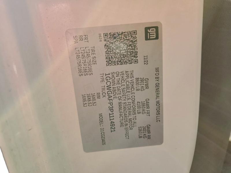 CHEVROLET EXPRESS 2023 VIN 1GCWGAFP3P1114921