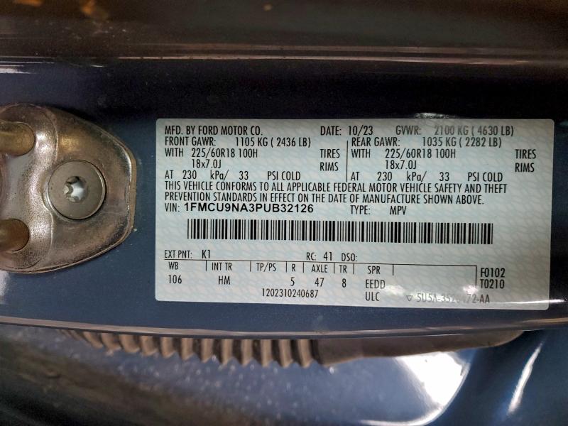 FORD ESCAPE ST 2023 VIN 1FMCU9NA3PUB32126