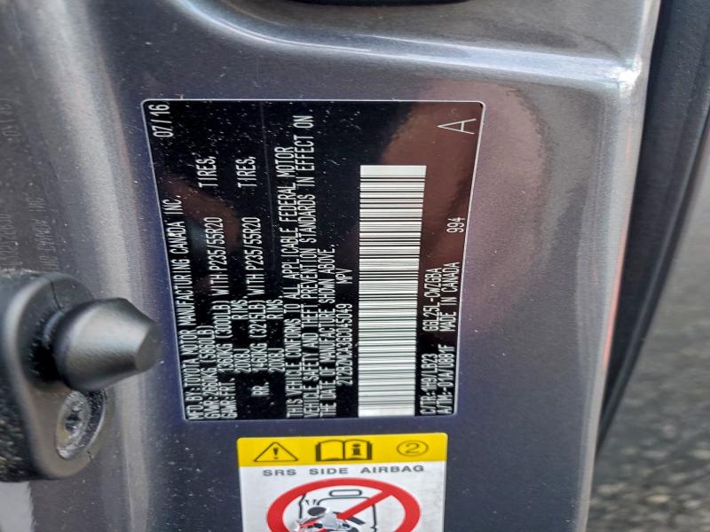 LEXUS RX350 2016 VIN 2T2BZMCA3GC045049