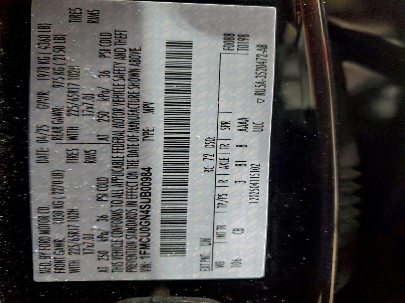 FORD ESCAPE ACT 2025 VIN 1FMCU0GN4SUB00984