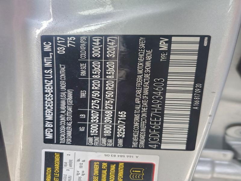 MERCEDES-BENZ GLS-CLASS 2017 VIN 4JGDF6EE7HA934603