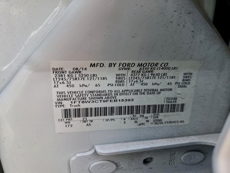 FORD F350 2015 VIN 1FT8W3CT9FEB15393