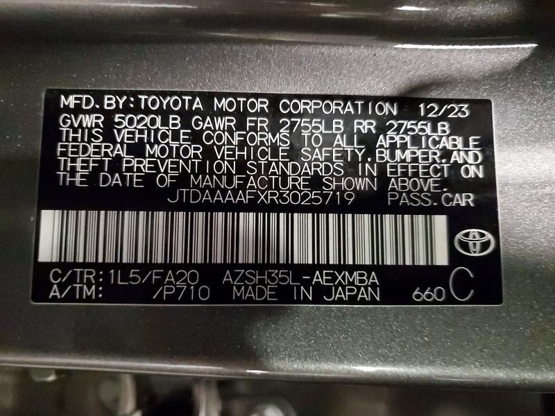 TOYOTA CROWN XLE 2024 VIN JTDAAAAFXR3025719