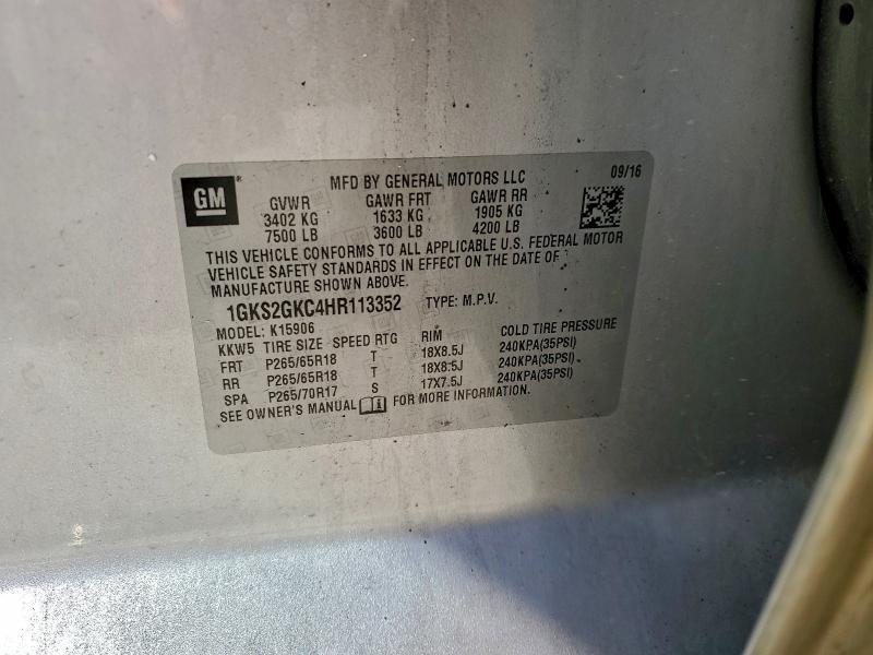 GMC YUKON 2017 VIN 1GKS2GKC4HR113352