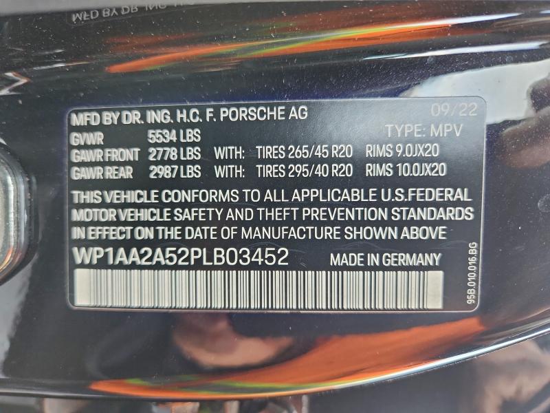 PORSCHE MACAN BASE 2023 VIN WP1AA2A52PLB03452