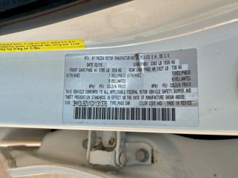 TOYOTA SCION 2016 VIN 3MYDLBZV1GY131376