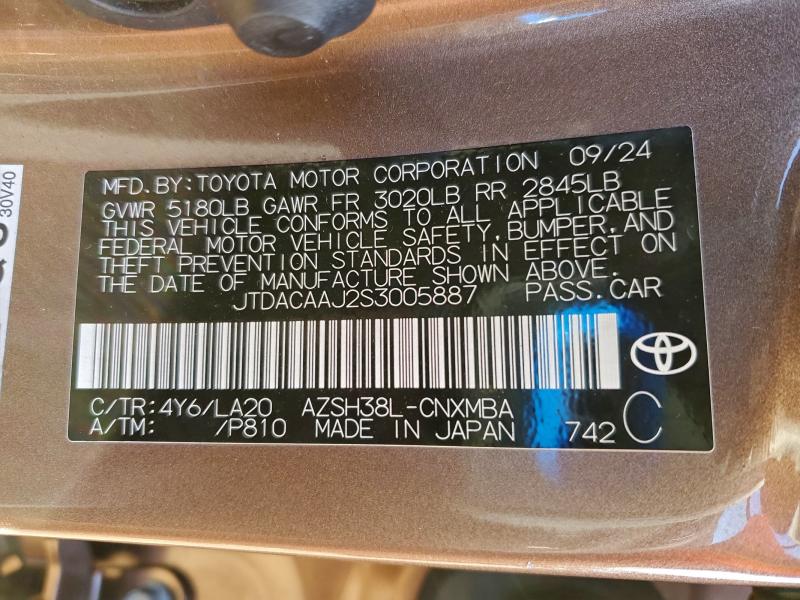 TOYOTA CROWN SIGN 2025 VIN JTDACAAJ2S3005887